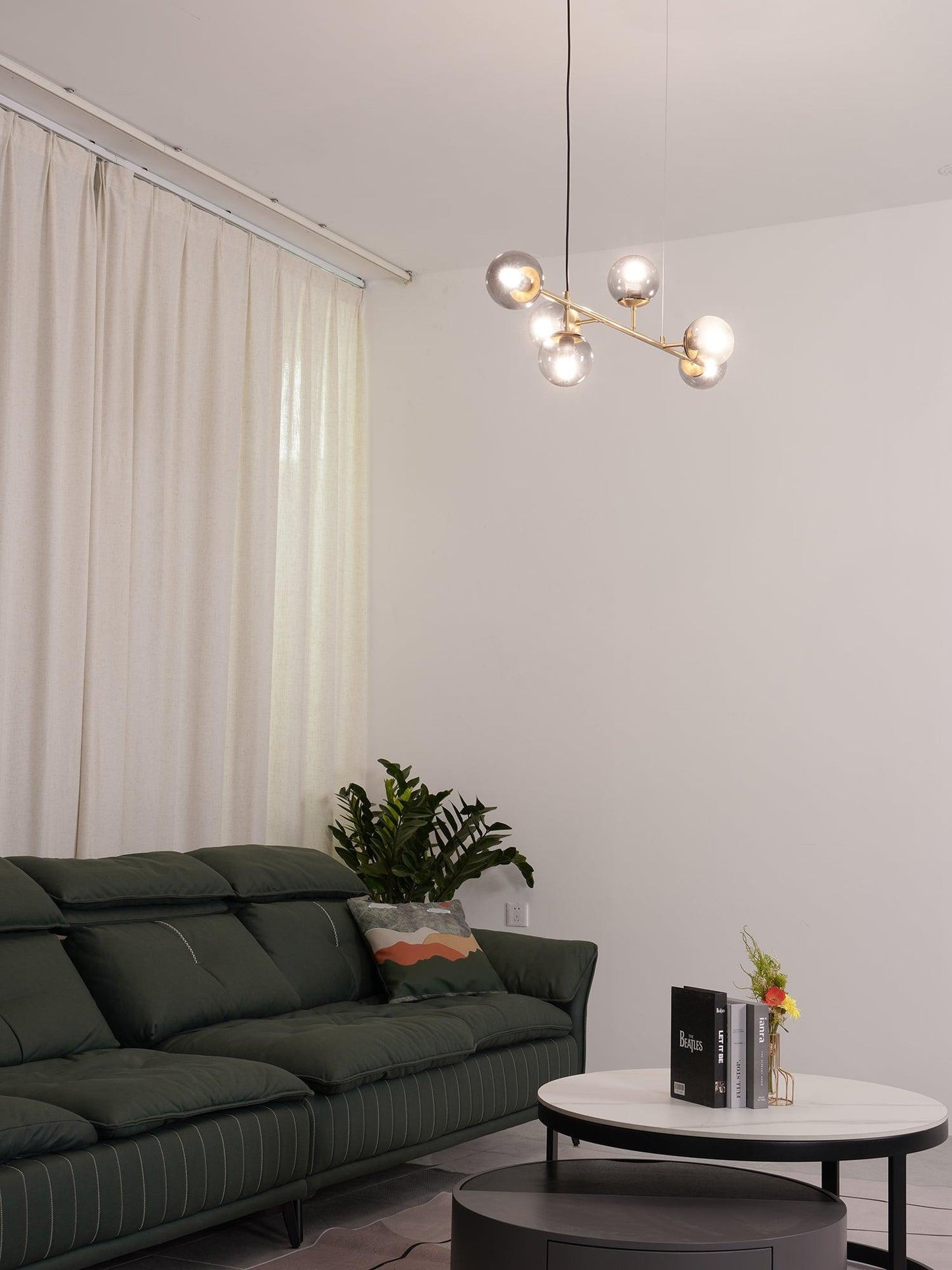 Brass Glass Orb Chandelier — Modern Statement Glow