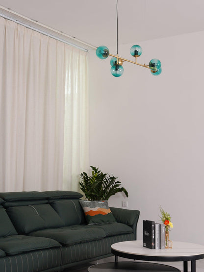 Brass Glass Orb Chandelier — Modern Statement Glow