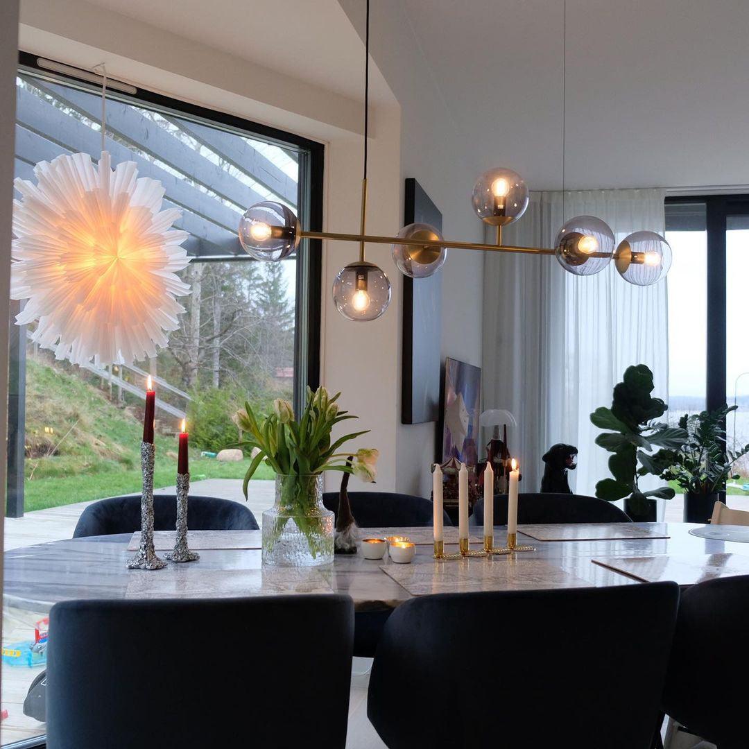 Brass Glass Orb Chandelier — Modern Statement Glow