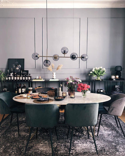 Brass Glass Orb Chandelier — Modern Statement Glow