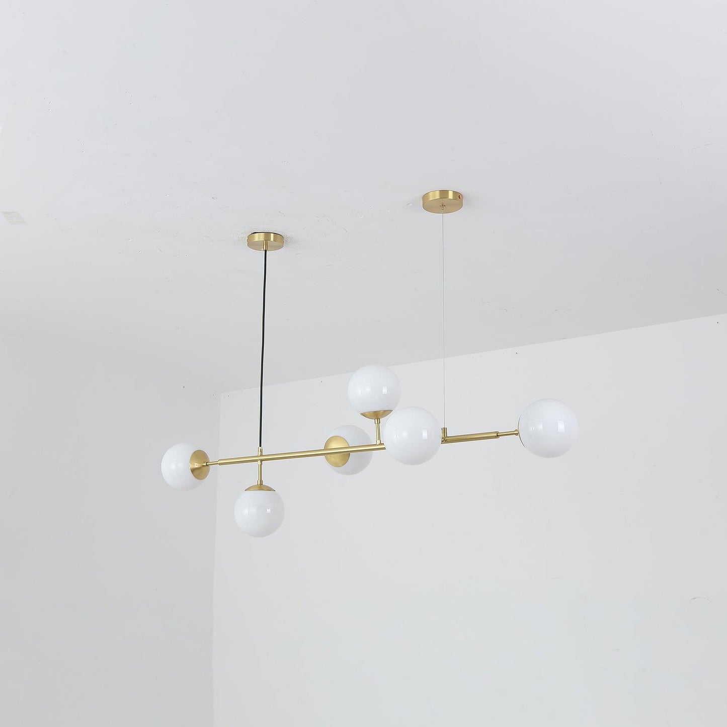 Brass Glass Orb Chandelier — Modern Statement Glow