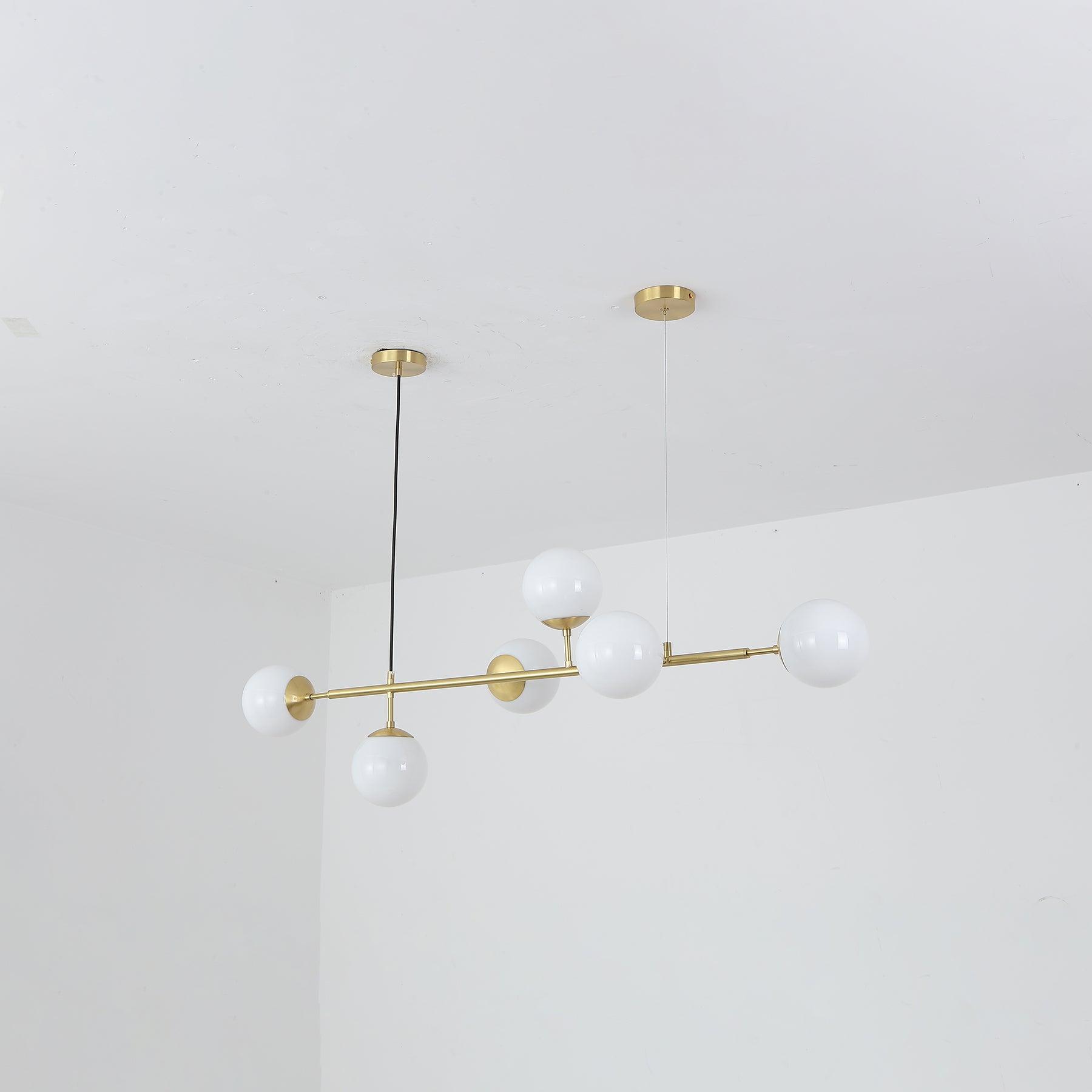 Brass Glass Orb Chandelier — Modern Statement Glow