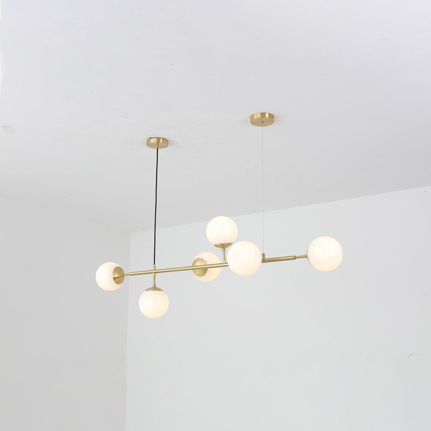 Brass Glass Orb Chandelier — Modern Statement Glow