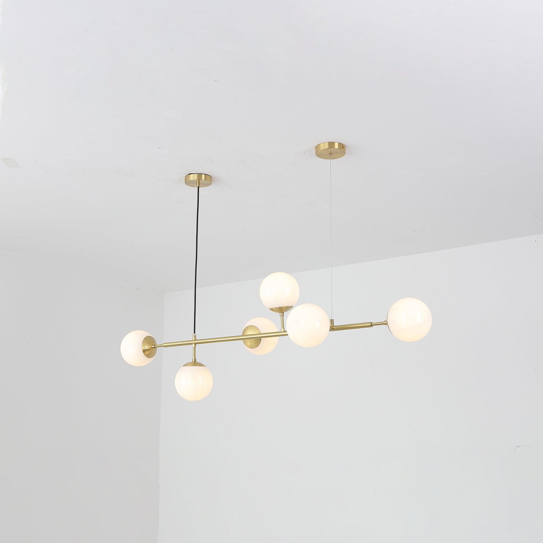 Brass Glass Orb Chandelier — Modern Statement Glow