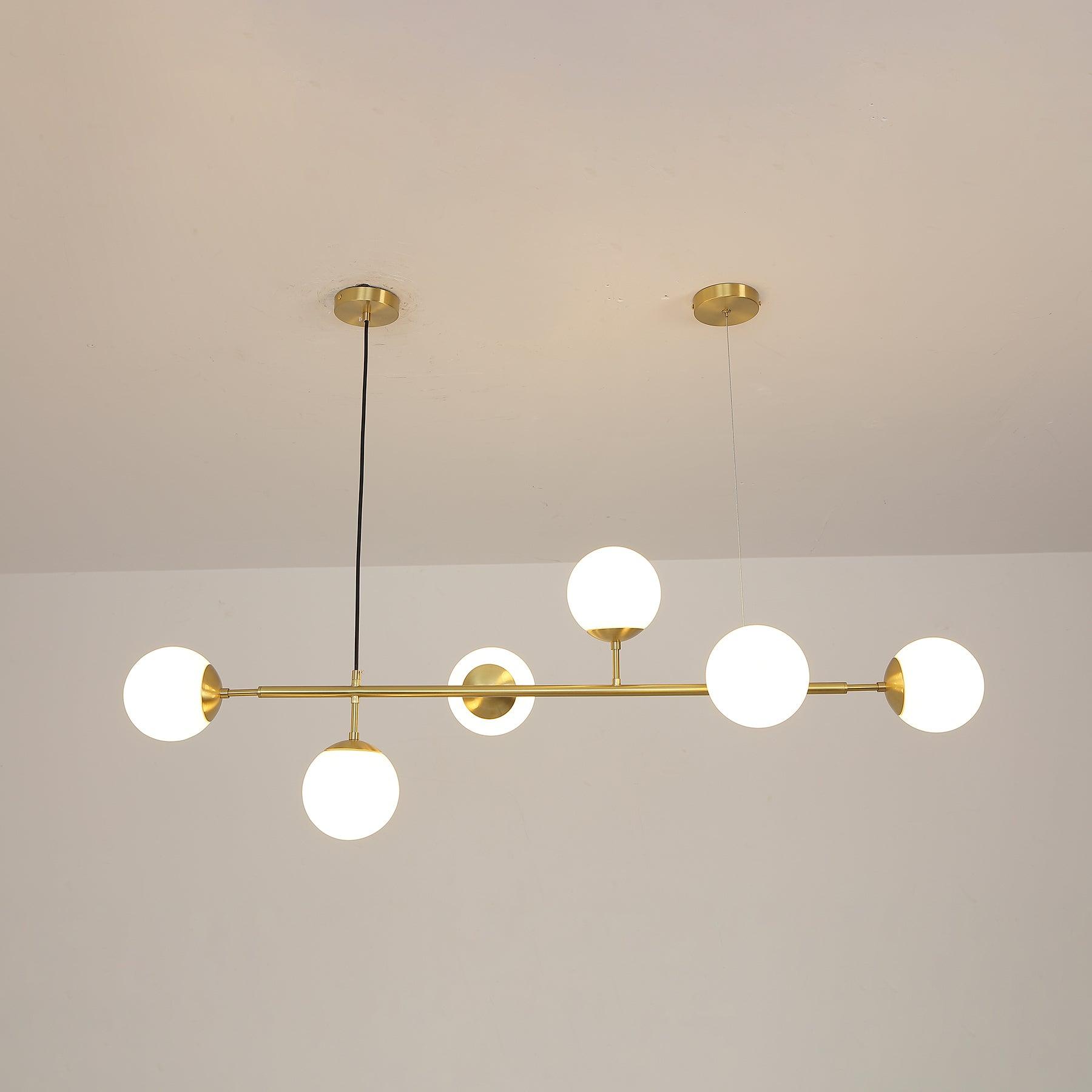 Brass Glass Orb Chandelier — Modern Statement Glow