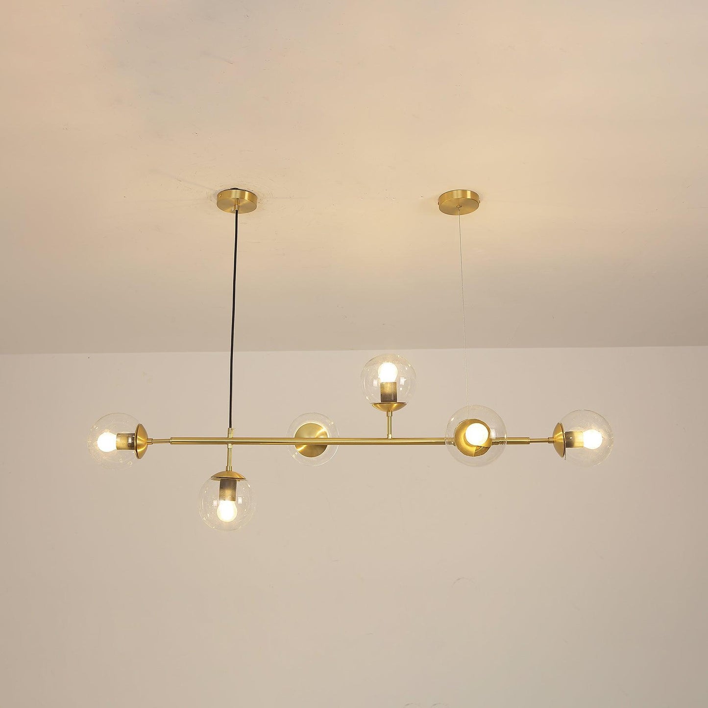 Brass Glass Orb Chandelier — Modern Statement Glow