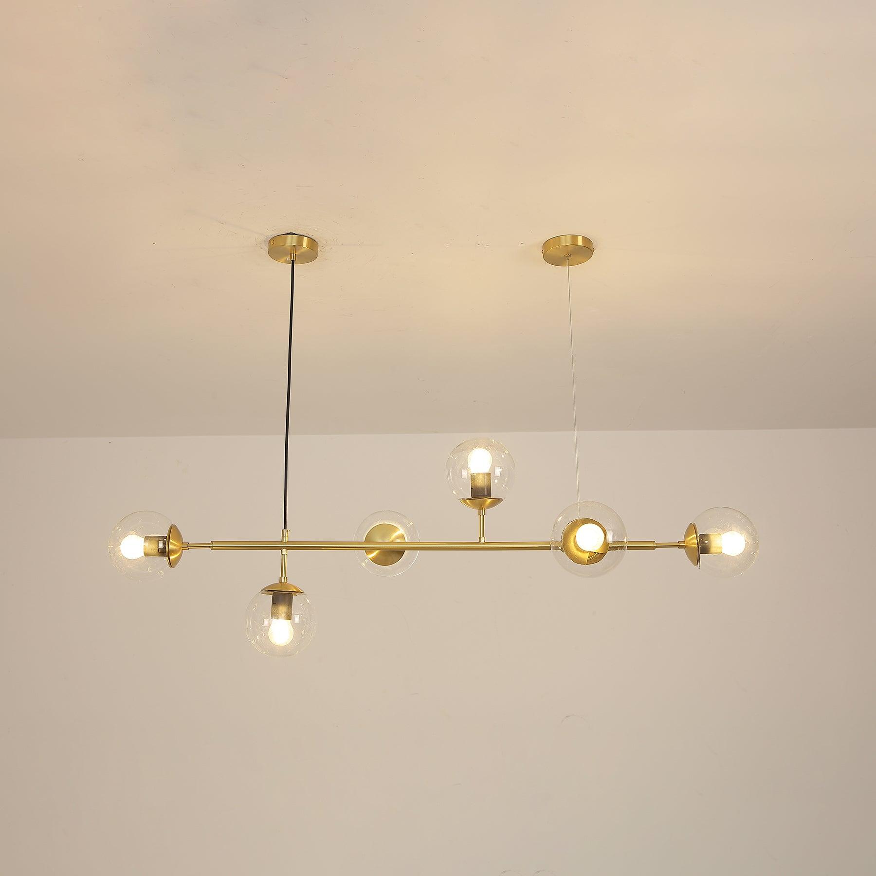 Brass Glass Orb Chandelier — Modern Statement Glow