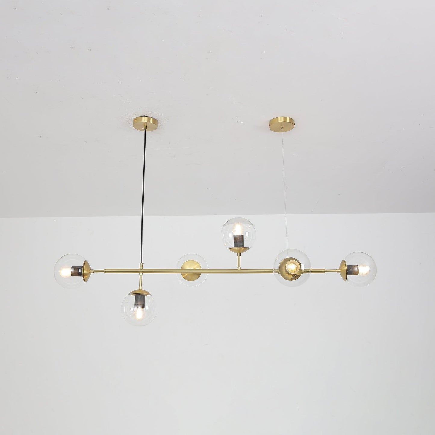 Brass Glass Orb Chandelier — Modern Statement Glow