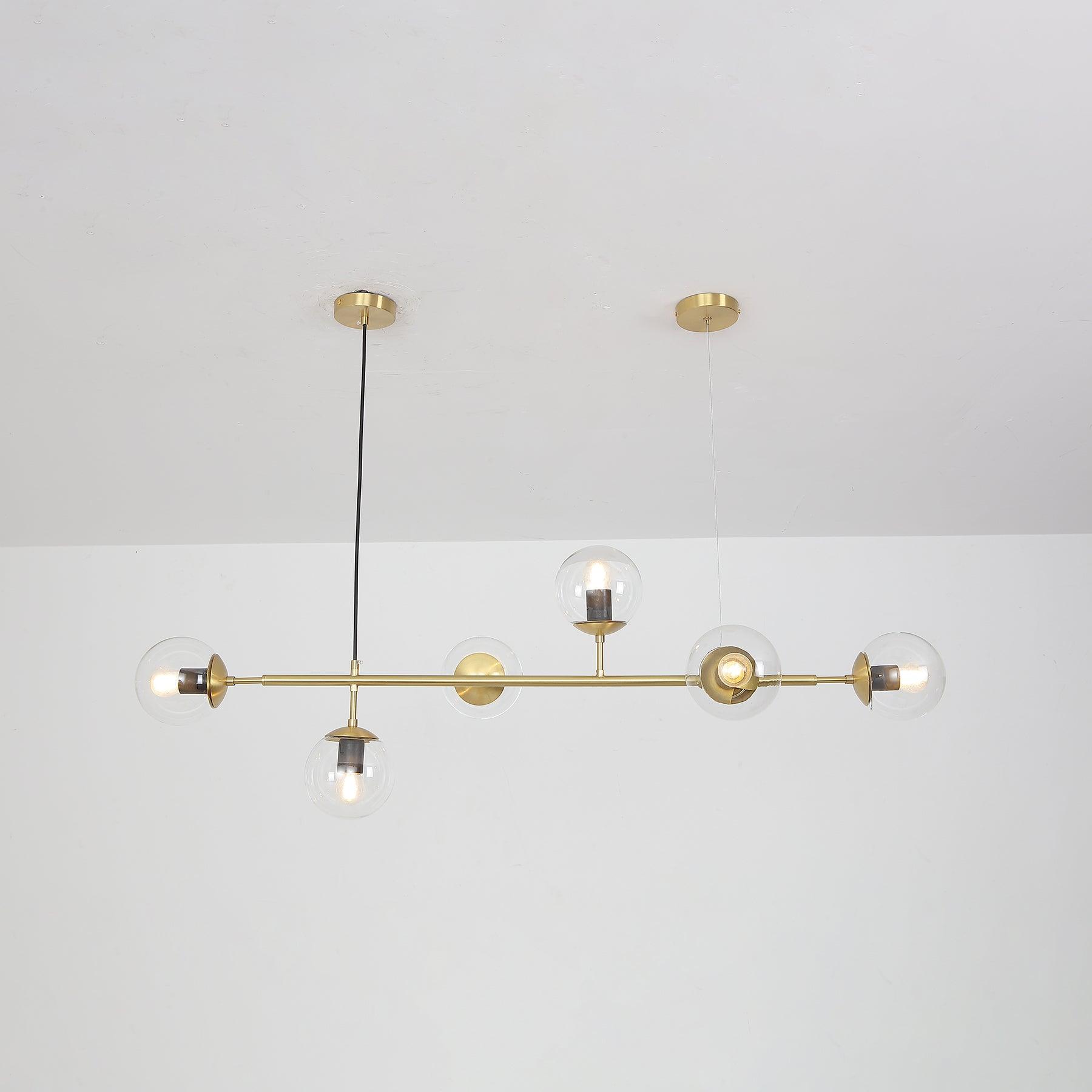 Brass Glass Orb Chandelier — Modern Statement Glow