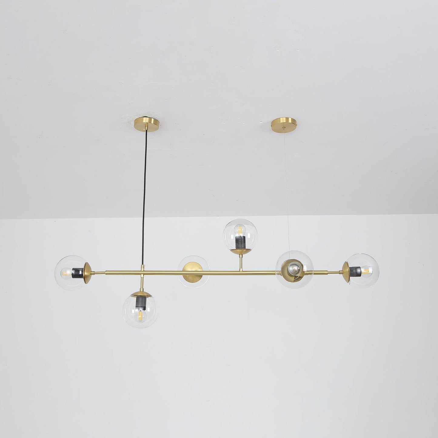 Brass Glass Orb Chandelier — Modern Statement Glow
