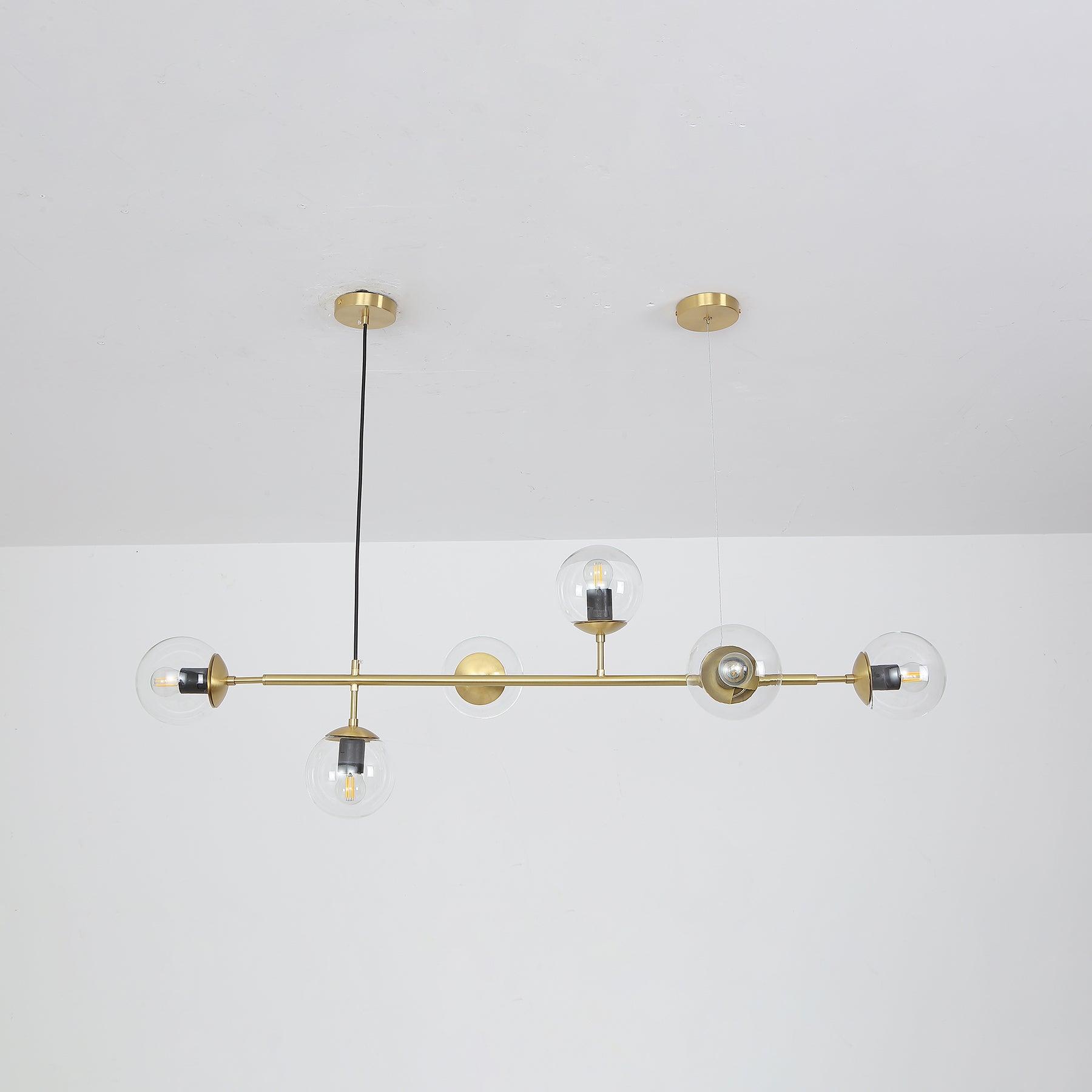 Brass Glass Orb Chandelier — Modern Statement Glow