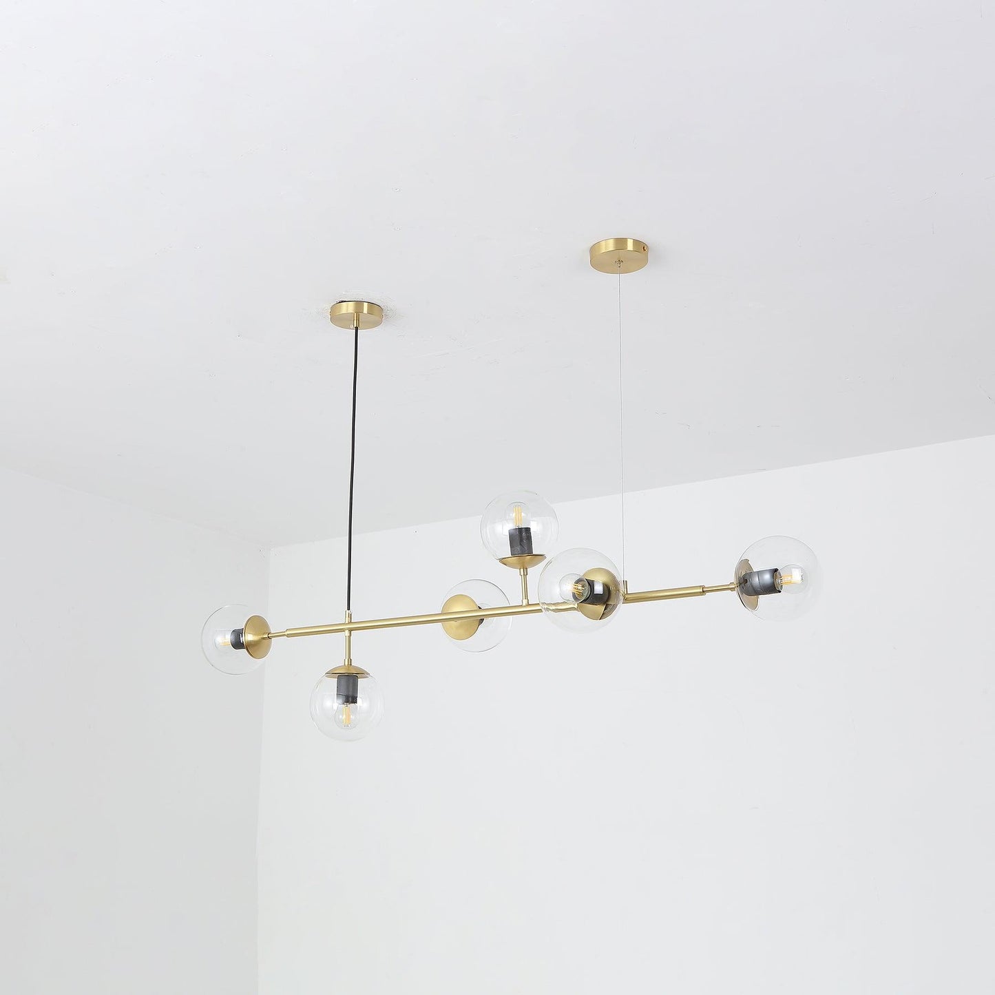 Brass Glass Orb Chandelier — Modern Statement Glow