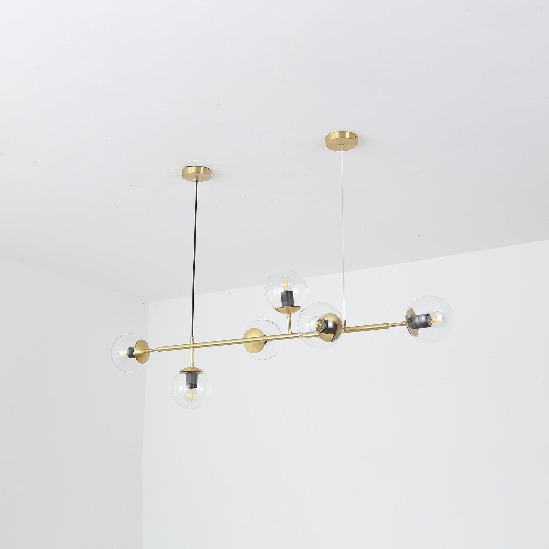 Brass Glass Orb Chandelier — Modern Statement Glow