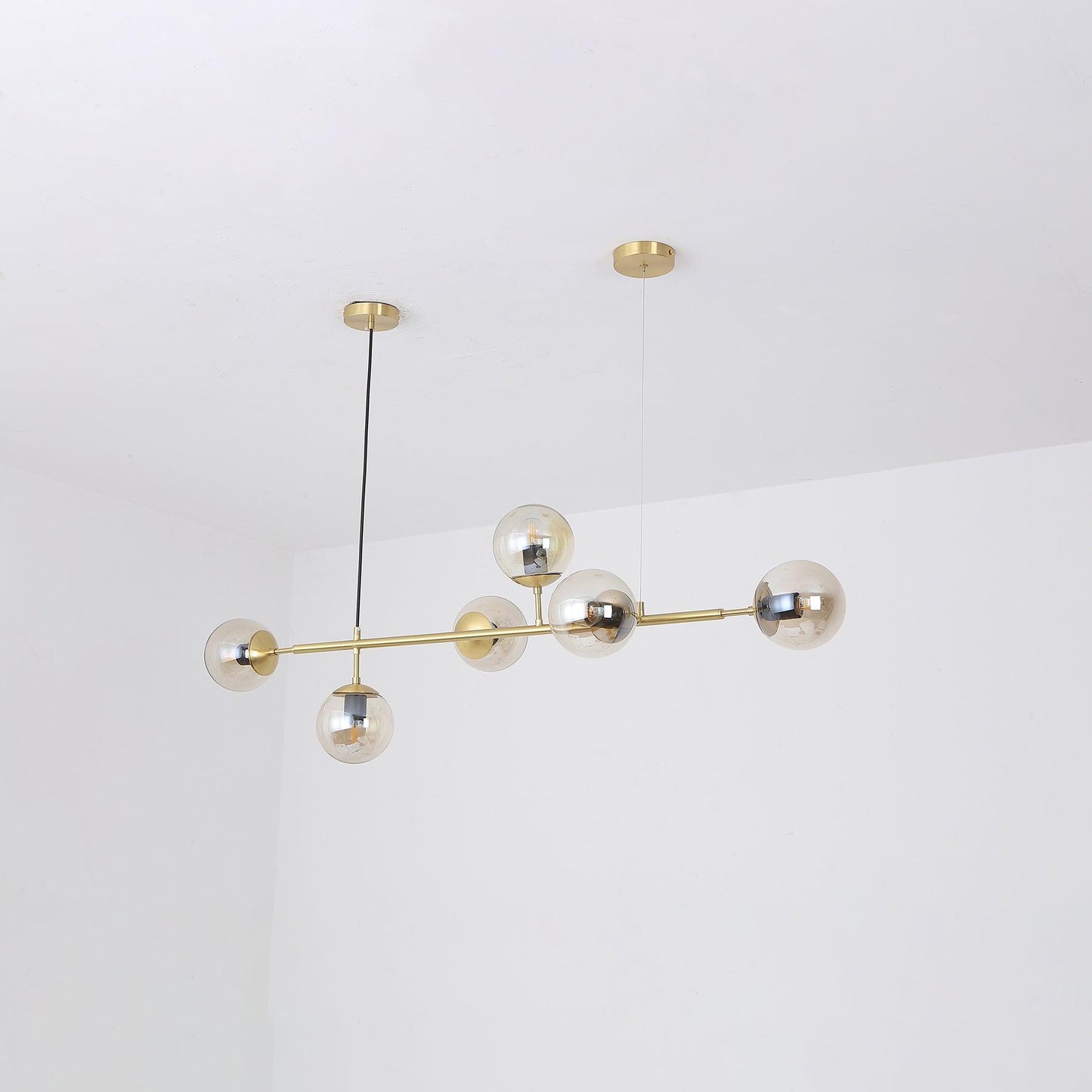 Brass Glass Orb Chandelier — Modern Statement Glow