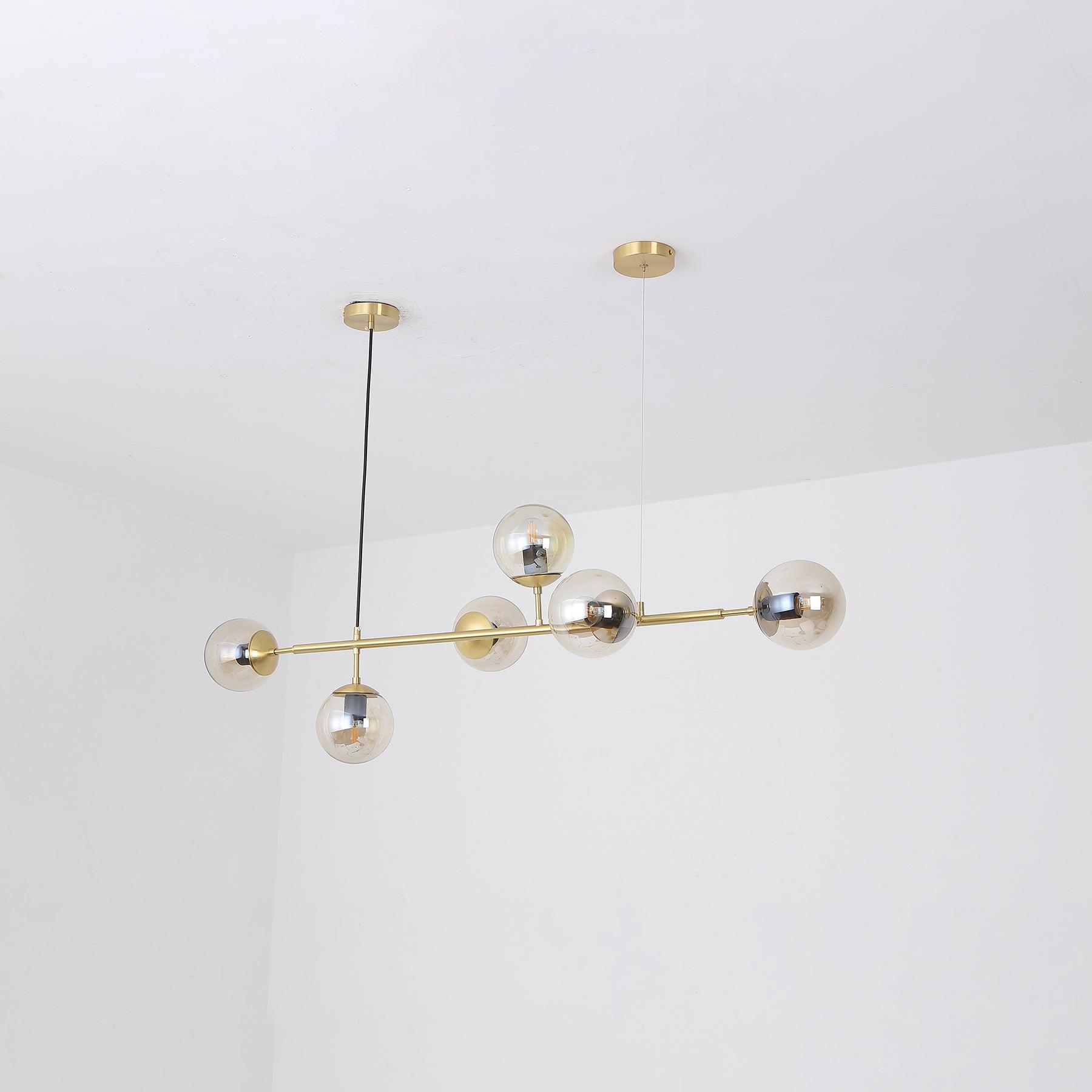 Brass Glass Orb Chandelier — Modern Statement Glow