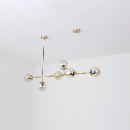 Brass Glass Orb Chandelier — Modern Statement Glow