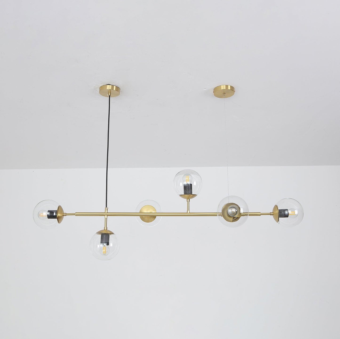 Brass Glass Orb Chandelier — Modern Statement Glow