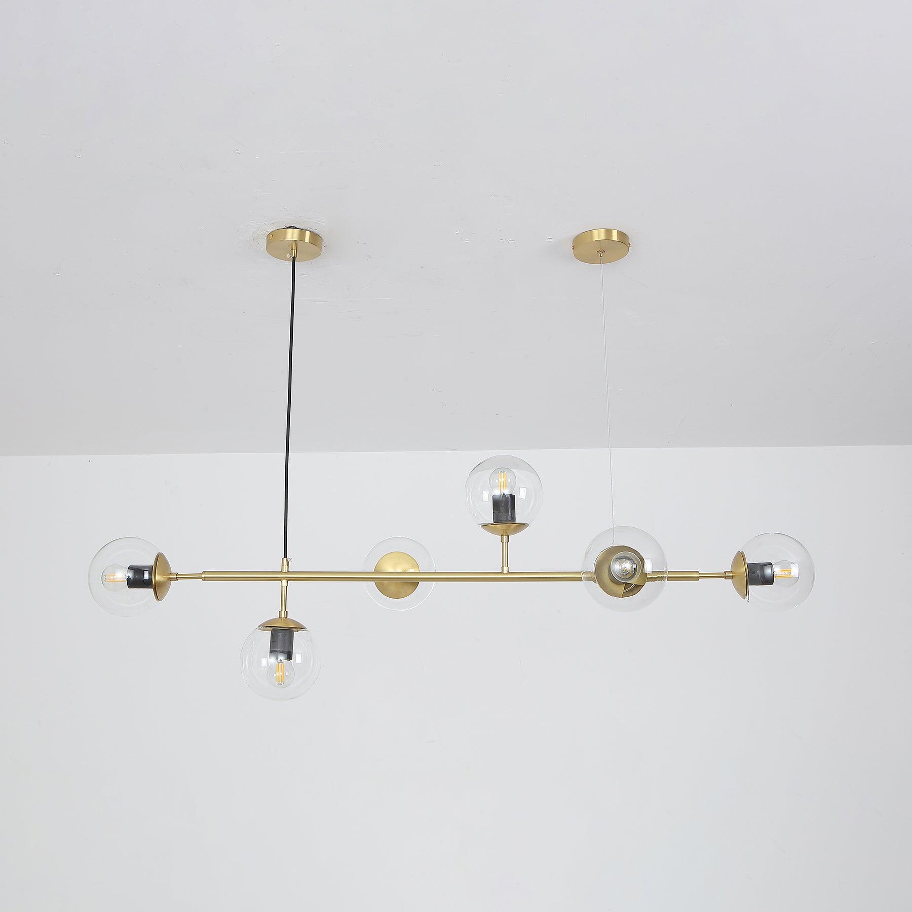 Brass Glass Orb Chandelier — Modern Statement Glow