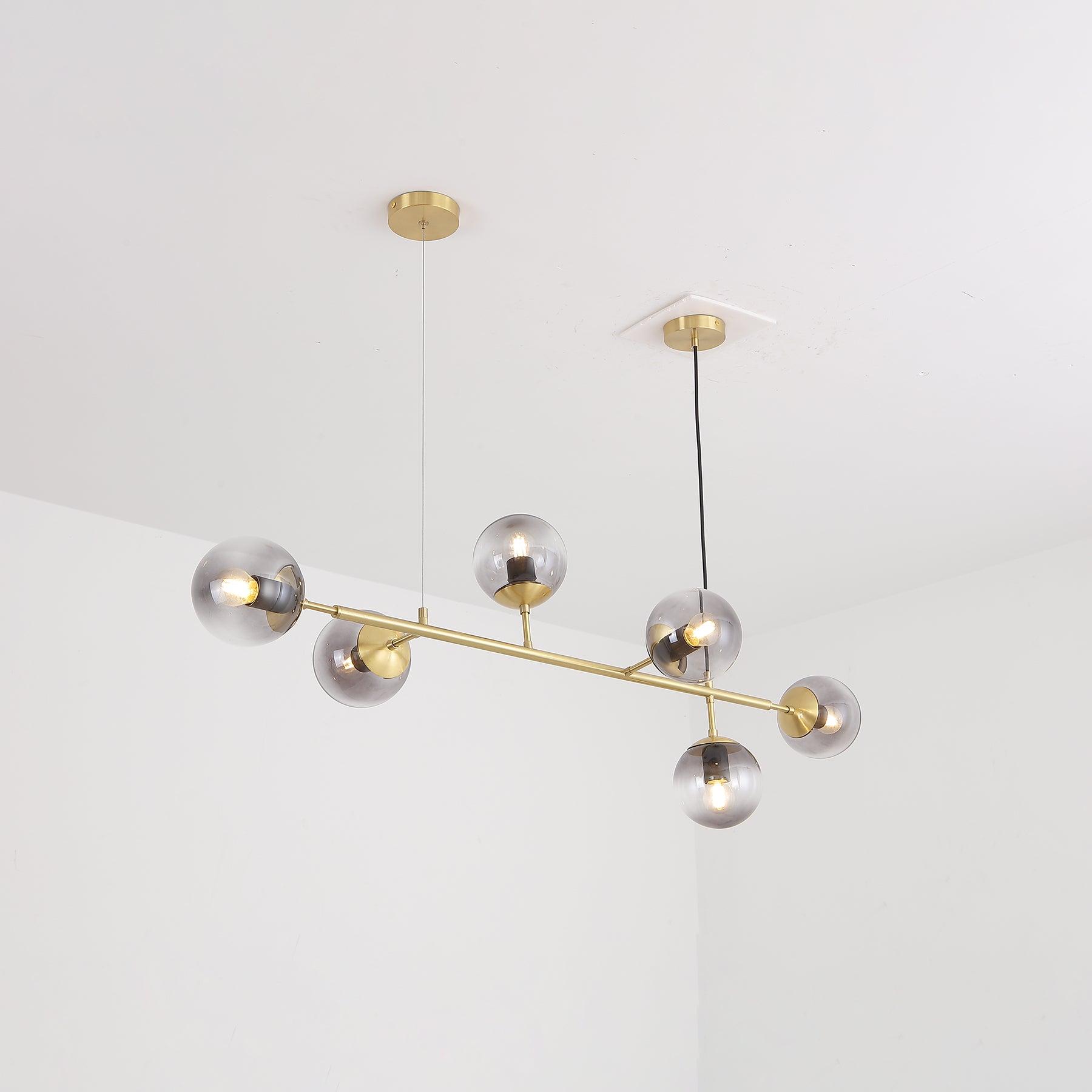 Brass Glass Orb Chandelier — Modern Statement Glow