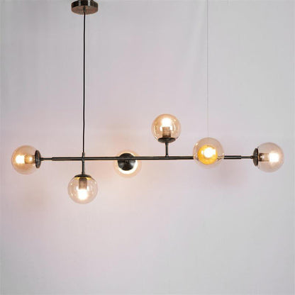 Brass Glass Orb Chandelier — Modern Statement Glow