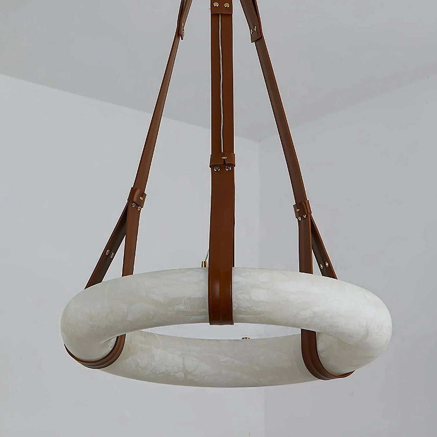 Alabaster Ring Pendant Light — Natural Stone Luminosity - LumoTrot