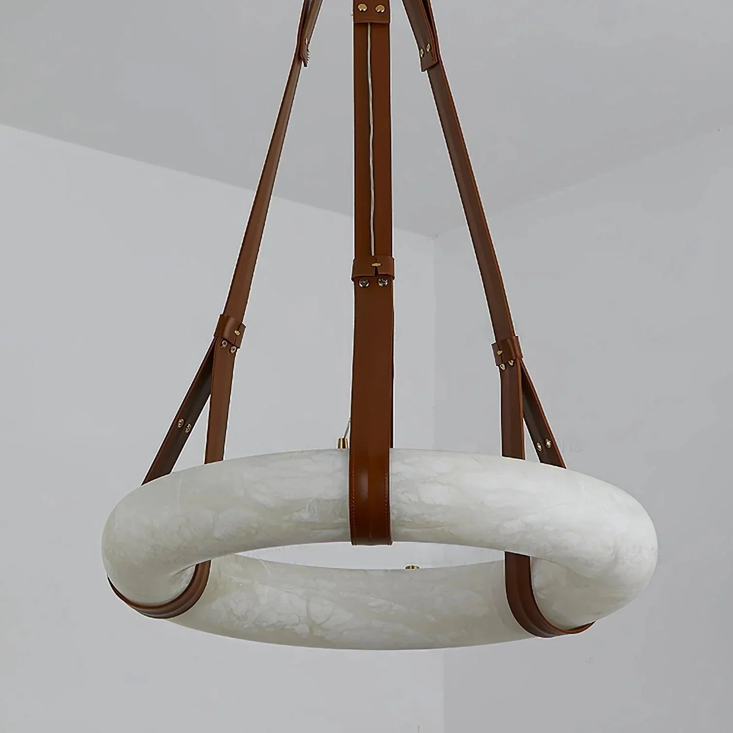 Alabaster Ring Pendant Light — Natural Stone Luminosity - LumoTrot