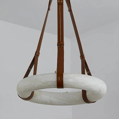 Alabaster Ring Pendant Light — Natural Stone Luminosity - LumoTrot