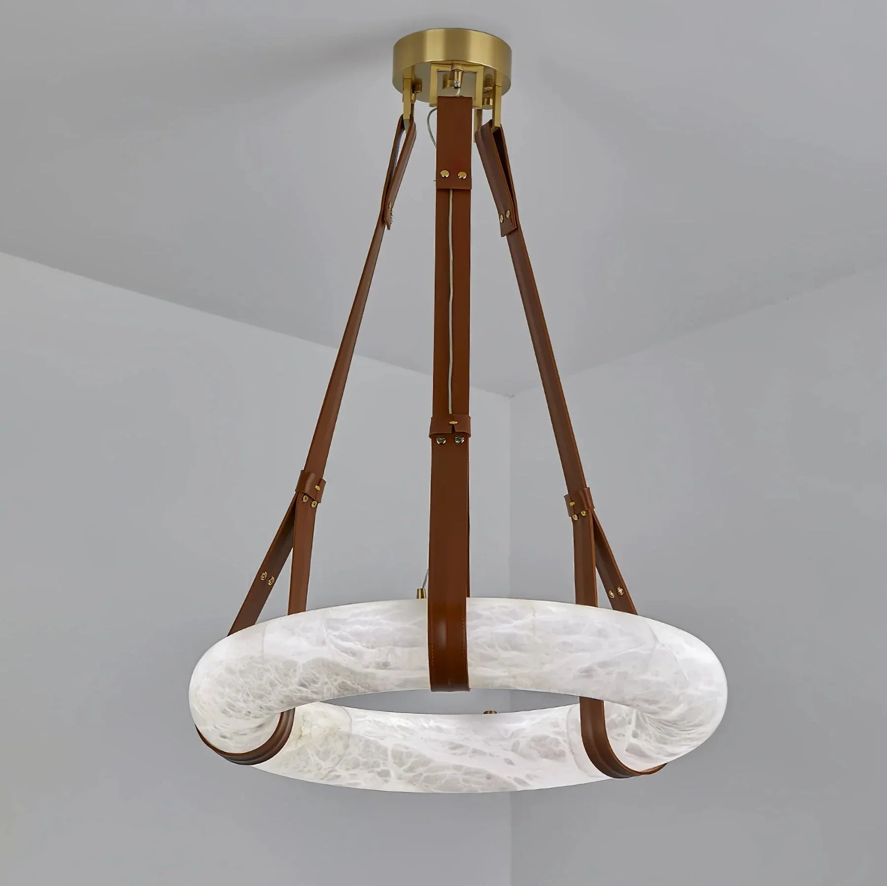 Alabaster Ring Pendant Light — Natural Stone Luminosity - LumoTrot