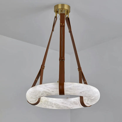 Alabaster Ring Pendant Light — Natural Stone Luminosity - LumoTrot
