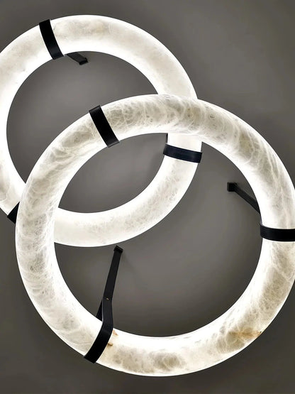 Alabaster Ring Pendant Light — Natural Stone Luminosity - LumoTrot