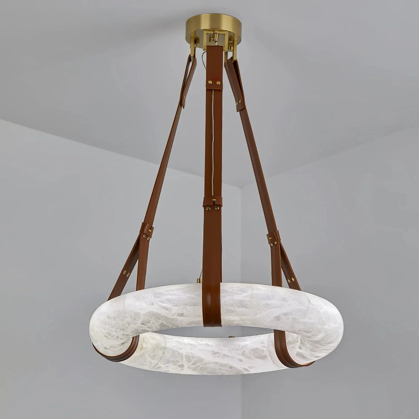 Alabaster Ring Pendant Light — Natural Stone Luminosity - LumoTrot