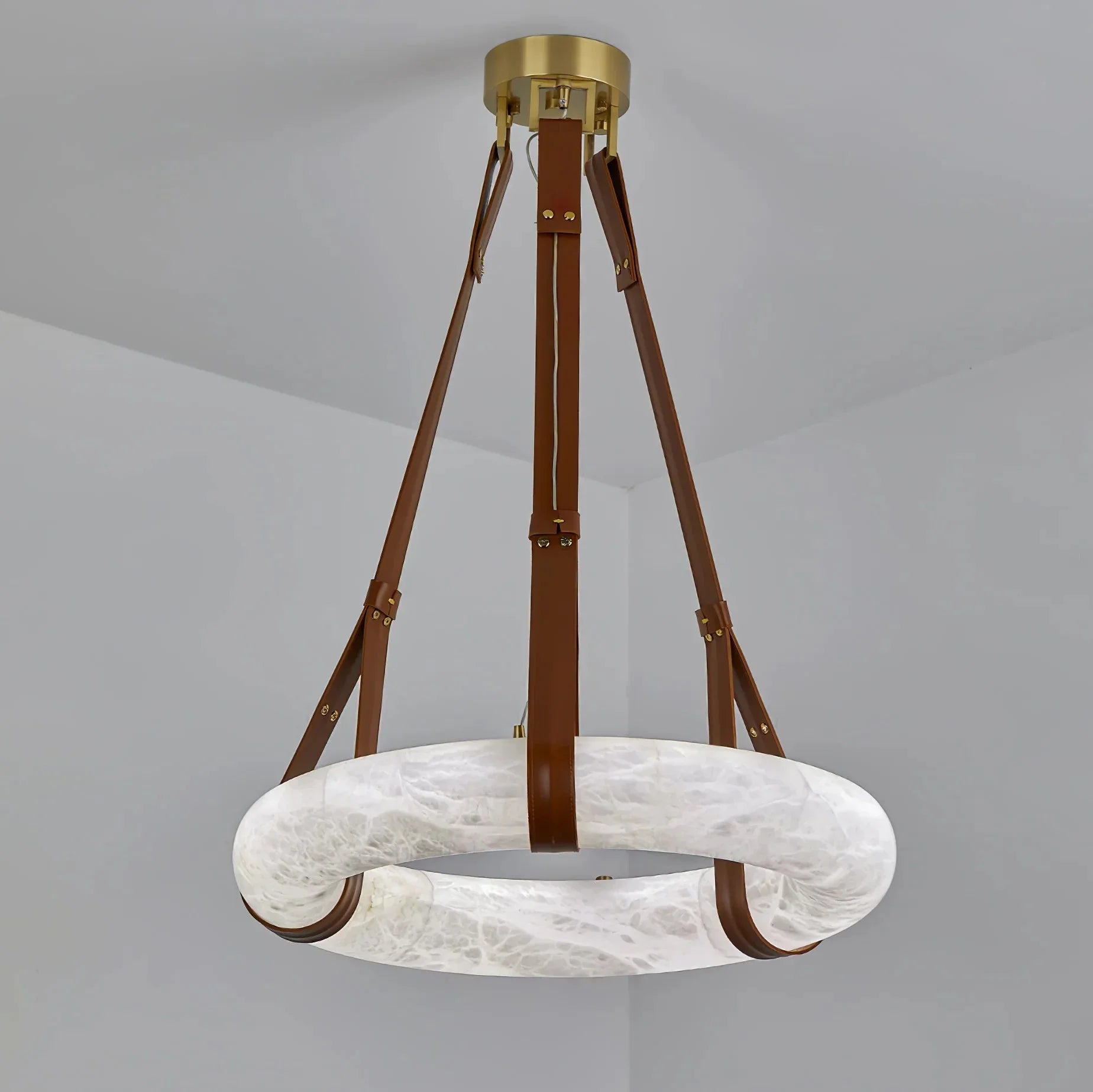 Alabaster Ring Pendant Light — Natural Stone Luminosity - LumoTrot