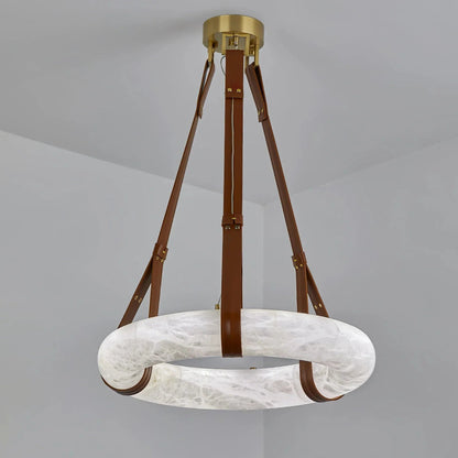 Alabaster Ring Pendant Light — Natural Stone Luminosity - LumoTrot