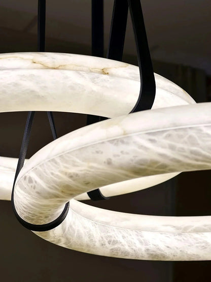Alabaster Ring Pendant Light — Natural Stone Luminosity - LumoTrot