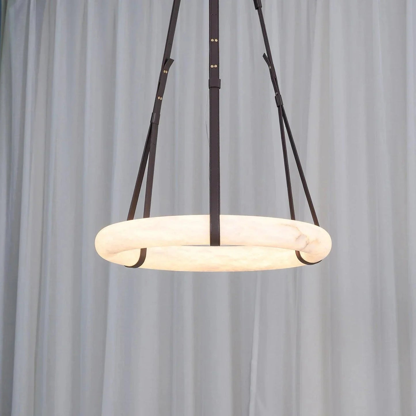 Alabaster Ring Pendant Light — Natural Stone Luminosity - LumoTrot