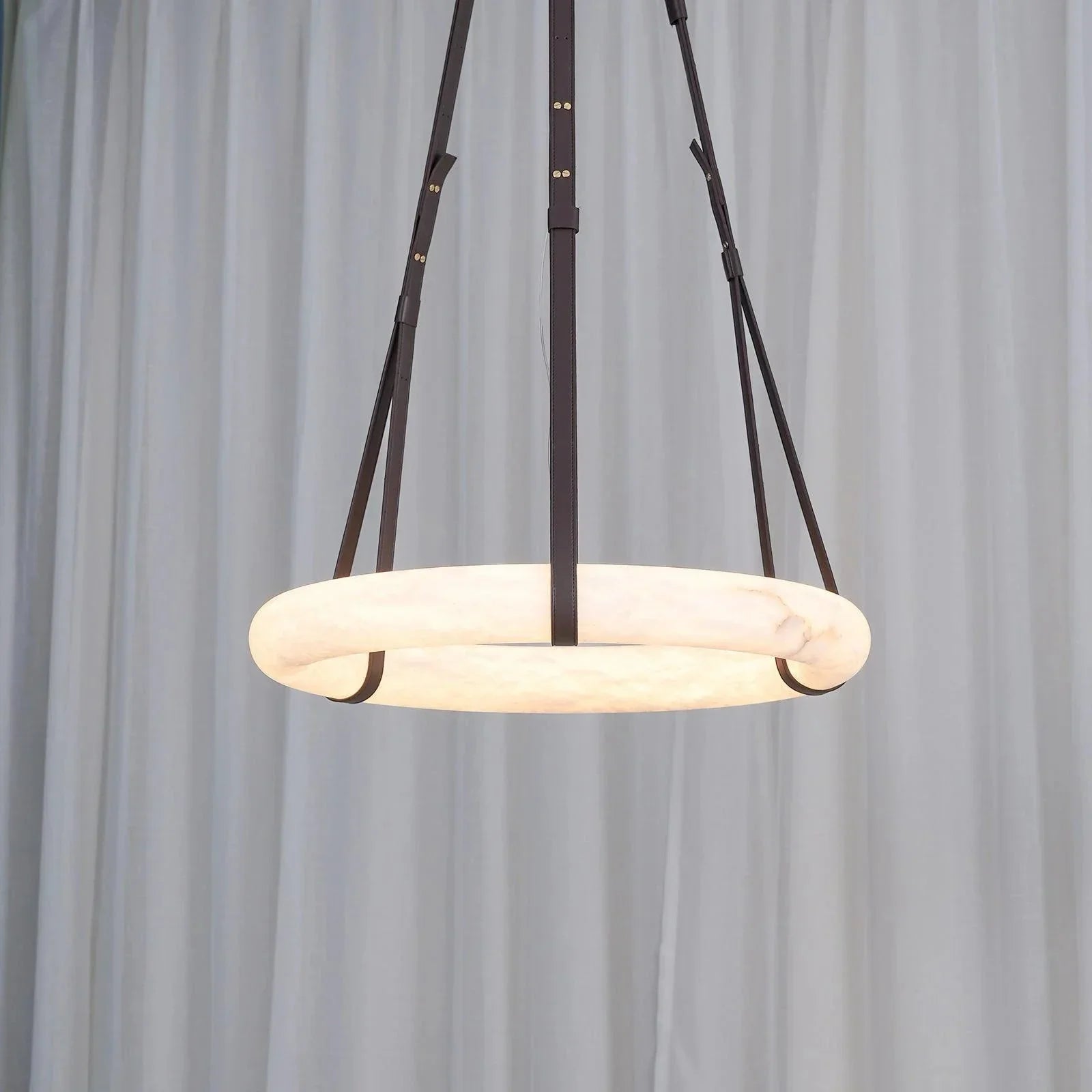 Alabaster Ring Pendant Light — Natural Stone Luminosity - LumoTrot