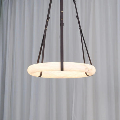Alabaster Ring Pendant Light — Natural Stone Luminosity - LumoTrot