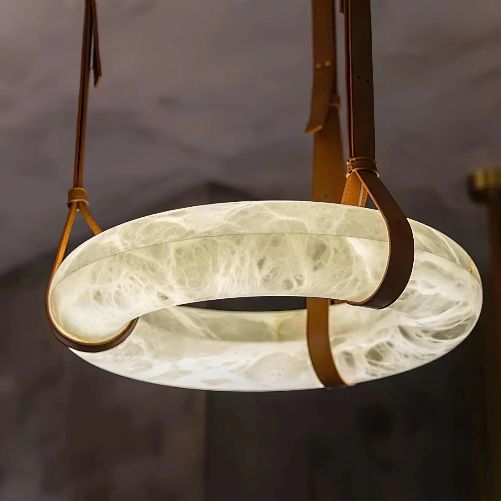 Alabaster Ring Pendant Light — Natural Stone Luminosity - LumoTrot