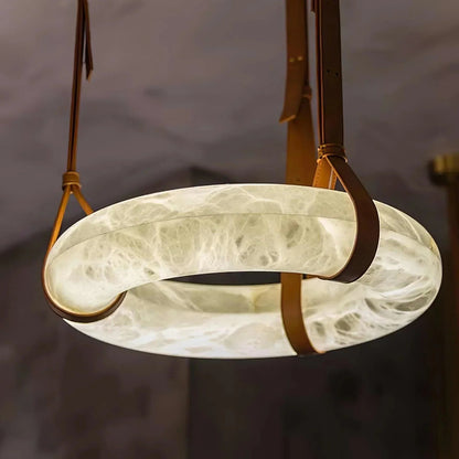 Alabaster Ring Pendant Light — Natural Stone Luminosity - LumoTrot