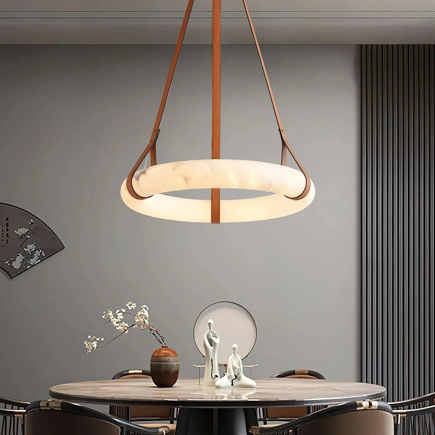 Close-up of natural alabaster texture in the Oslo pendant light