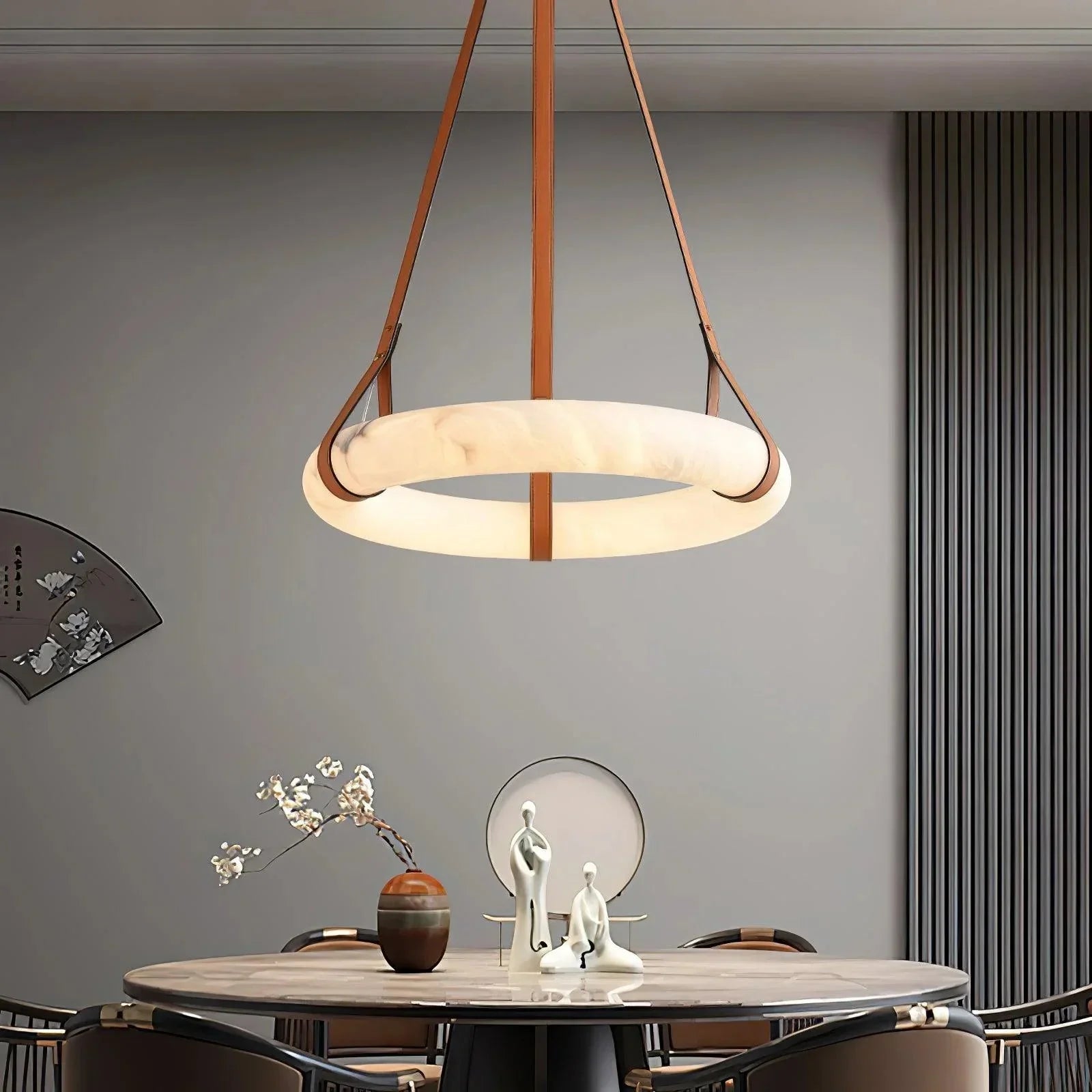 Close-up of natural alabaster texture in the Oslo pendant light
