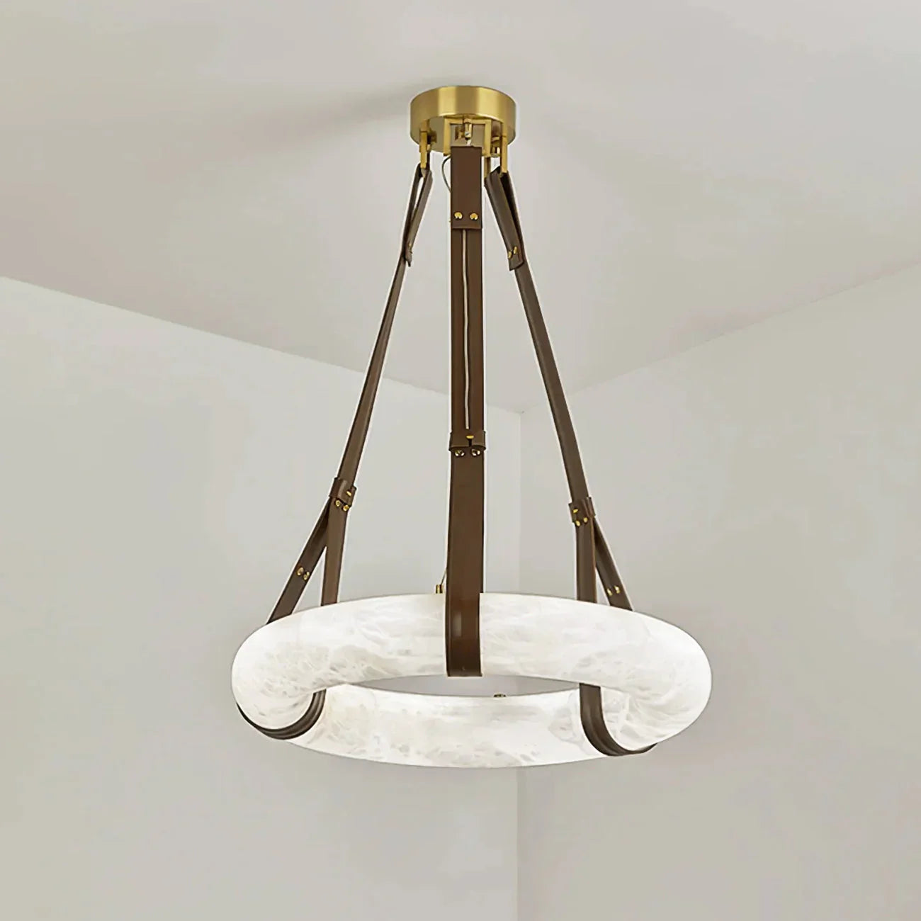 Alabaster Ring Pendant Light — Natural Stone Luminosity - LumoTrot