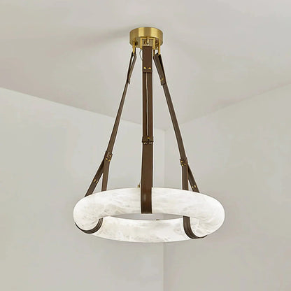Alabaster Ring Pendant Light — Natural Stone Luminosity - LumoTrot