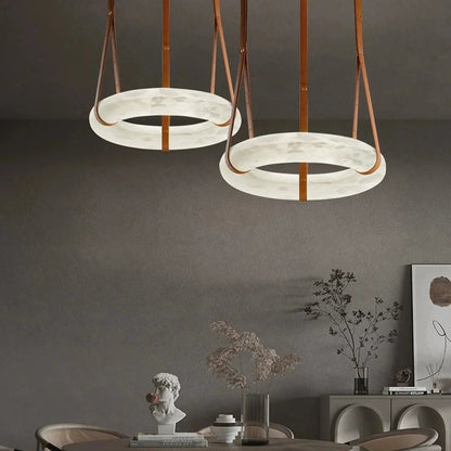 Alabaster Ring Pendant Light — Natural Stone Luminosity - LumoTrot