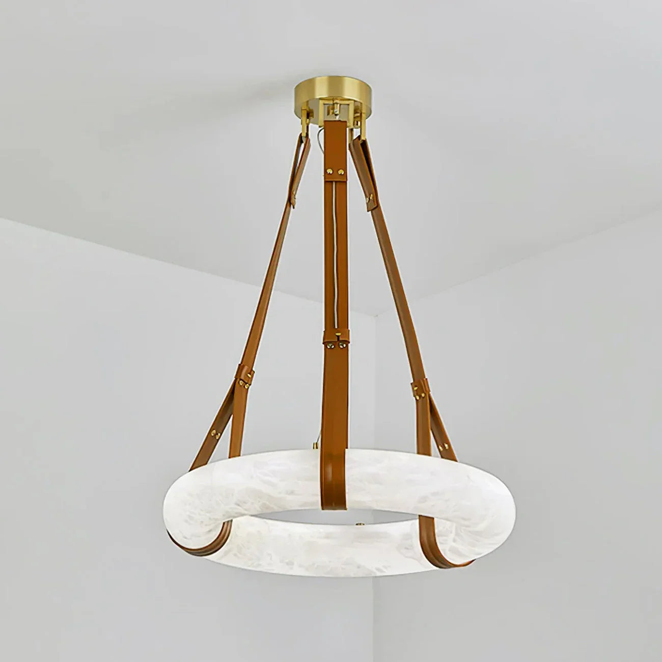 Alabaster Ring Pendant Light — Natural Stone Luminosity - LumoTrot