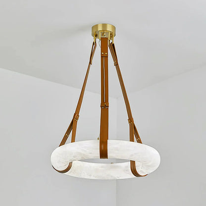 Alabaster Ring Pendant Light — Natural Stone Luminosity - LumoTrot