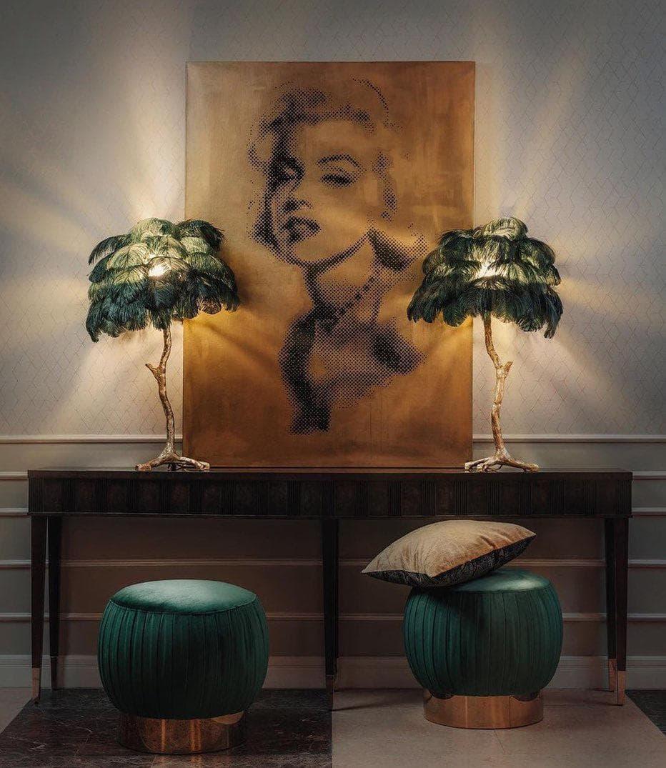 Brass Feather Table Lamp — Glamorous Statement Piece