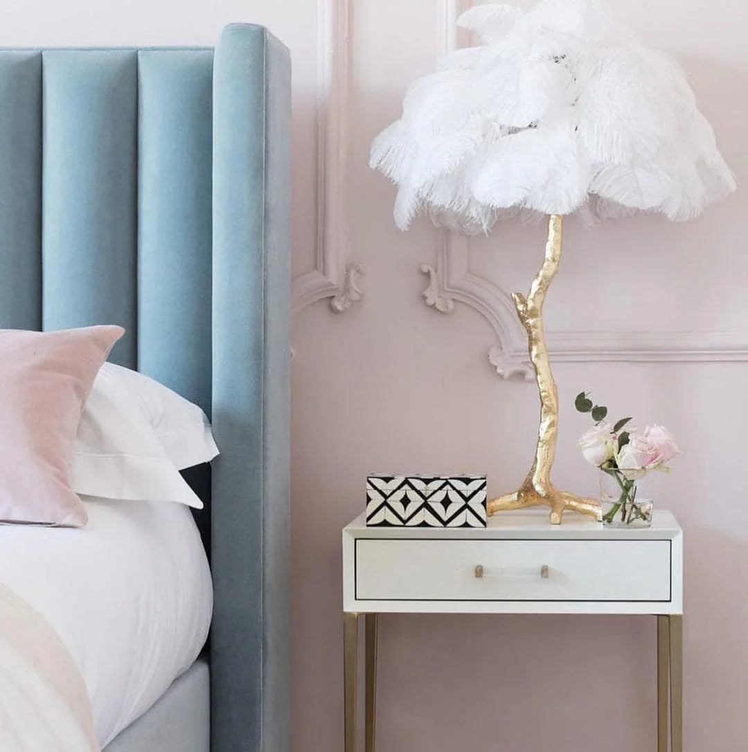 Ostrich Feather Table Lamp — Glamorous Statement Piece - LumoTrot