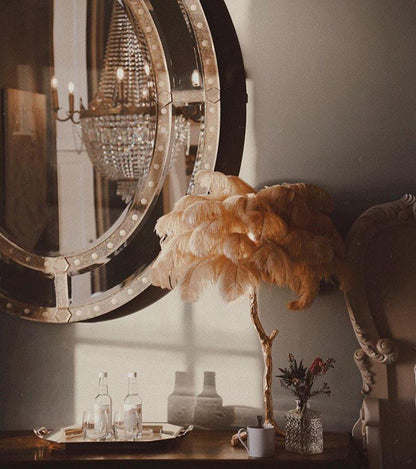 Ostrich Feather Table Lamp — Glamorous Statement Piece - LumoTrot