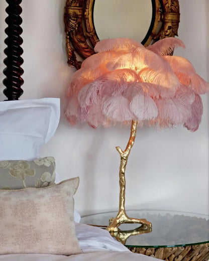 Ostrich Feather Table Lamp — Glamorous Statement Piece - LumoTrot